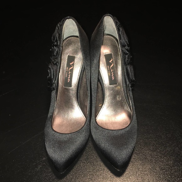 NINA Rohma Crystal Satin Rosette 4in High Heels - Picture 2 of 11